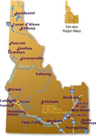 Idaho Map Go Northwest A Travel Guide