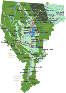 Topographic map of Northwest showing main rivers and mountain ranges: (61027 bytes): (5503 bytes)
