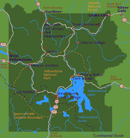 Map Of Yellowstone Park. Yellowstone National Park Map