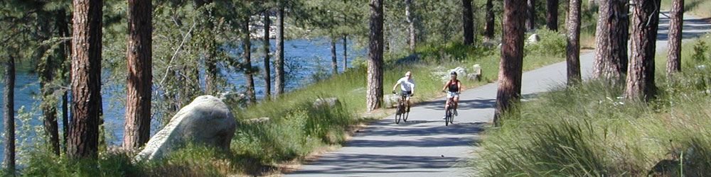 Bicycling on the Centenial Trail along the Spokane River