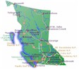 Cities and highway map of British Columbia