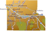 Southeast Idaho town and road map