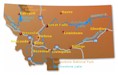 Cities and highway map of Montana