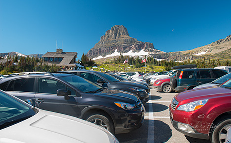The parking lot at Logan Pass fills up quickly.