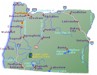 Cities and highway map of Oregon