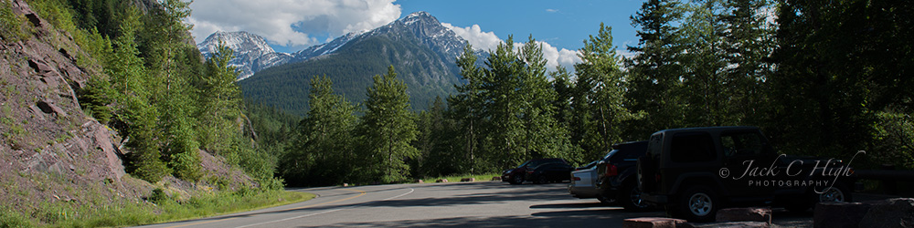 Red Rock Point is a pullout off Going-to-the-Sun- Road with ample parking.
