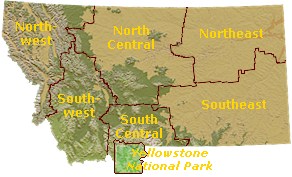 Montana Travel Guide and map of regions.