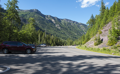 A large popular pullout along Going-to-the-Sun-Road offers ample parking