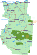 Central Oregon town and road map.