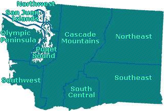 Washington Map of State Travel Regions at GoNorthwest.com